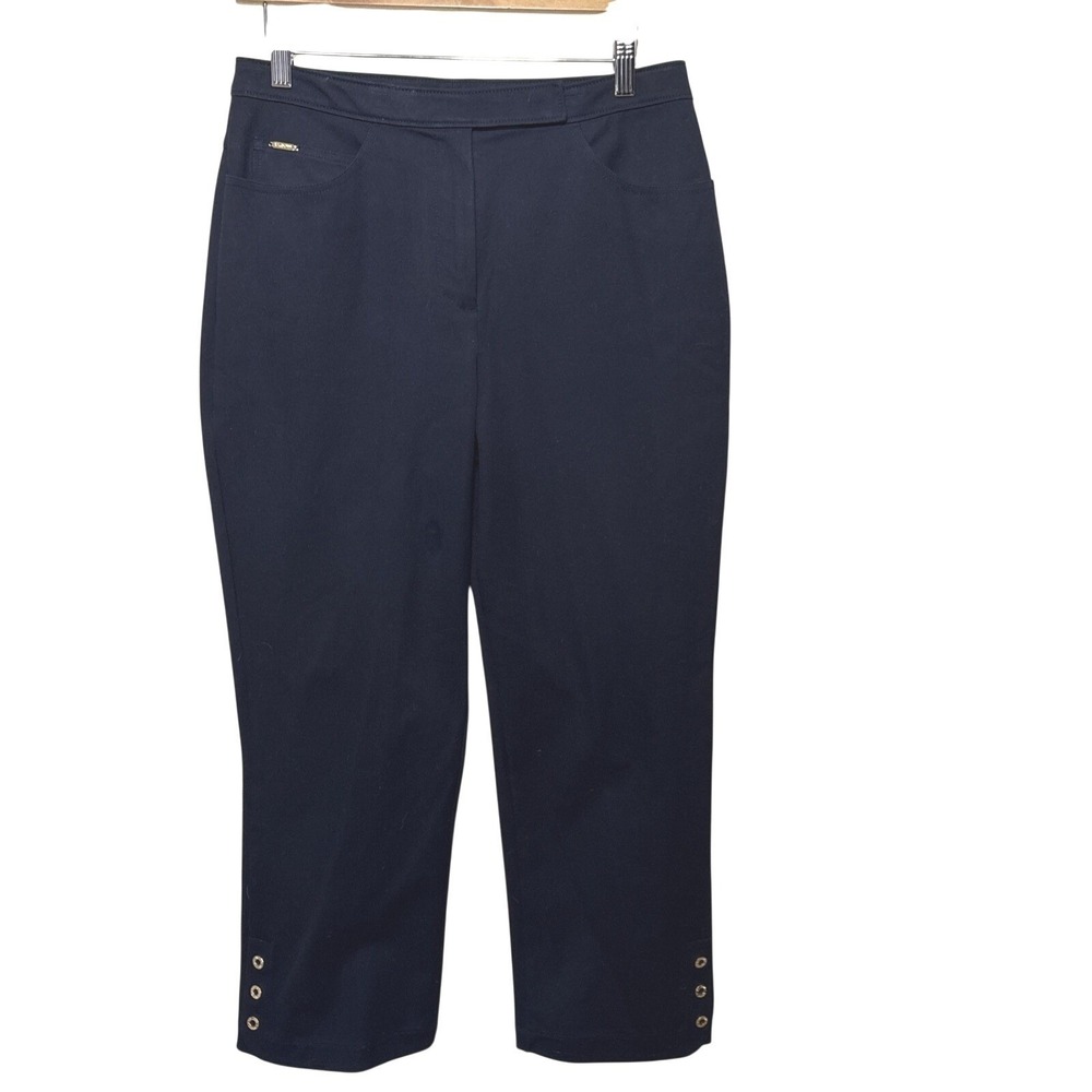 St. John Sport by Marie Gray Double-Buttoned Navy Blue Pants Sz 8 Gold Hardware